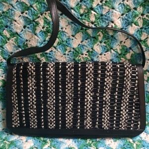 Elegant Black and White Woven Women's Bag